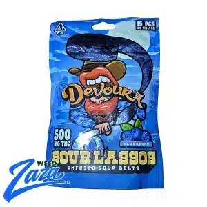 Devour Sour Lassos blueberry edibles 500mg cannabis product