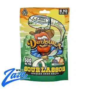 Devour Sour Lassos rainbow edibles 500mg cannabis product