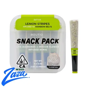 Boutiq Snack Pack (2.5g) - Lemon Stripes Infused With Rainbow Belts